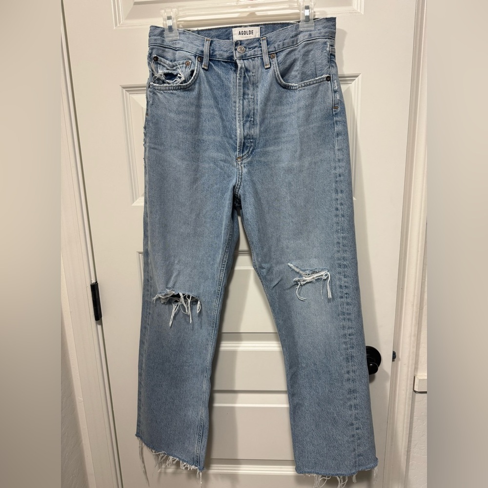 Agolde 90s Mid Rise Loose Fit Distressed Jeans Size 27 Altered